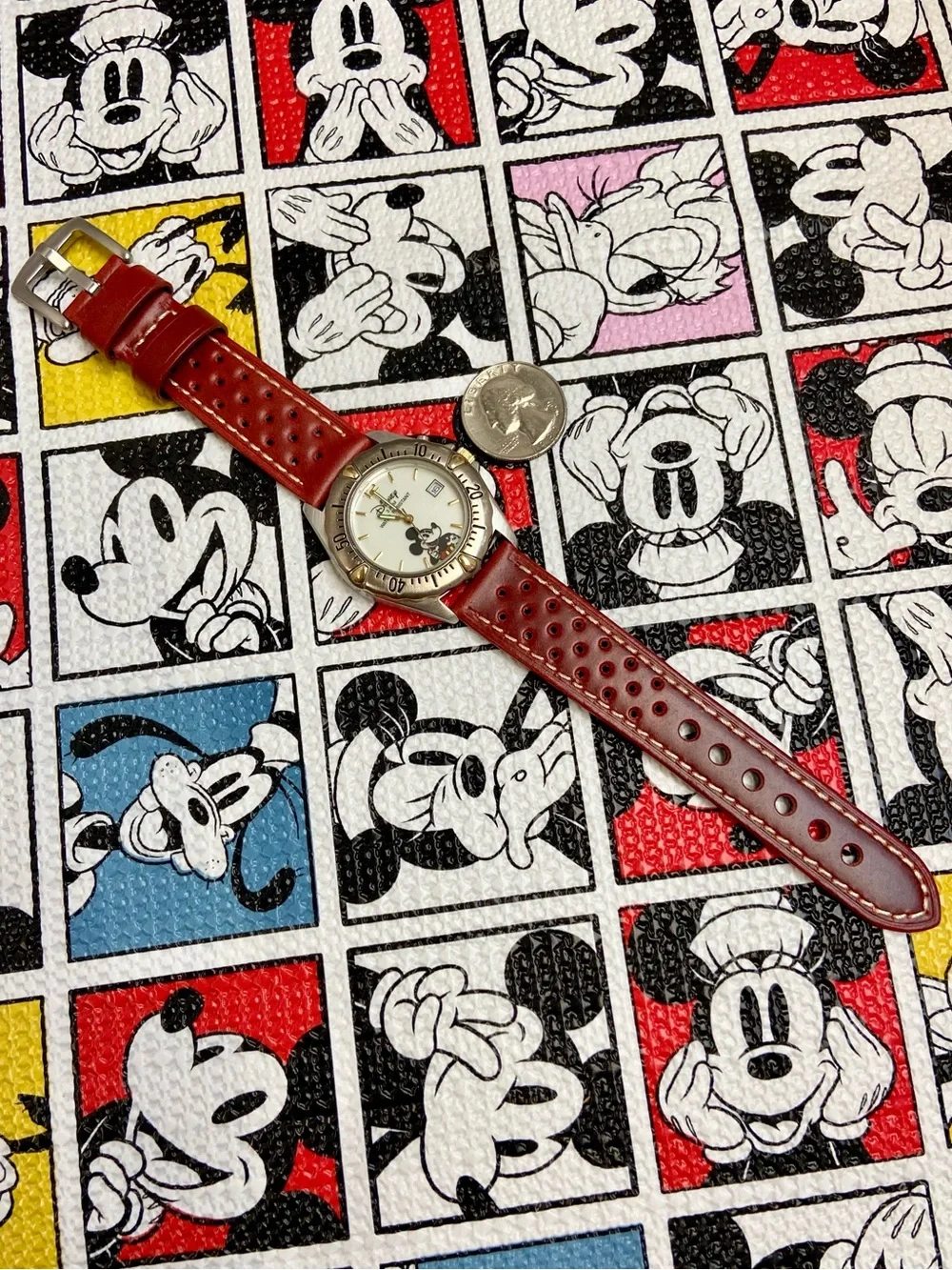 Vintage Disney Time Works Mickey Mouse Watch with Backlight and Rotating Bezel